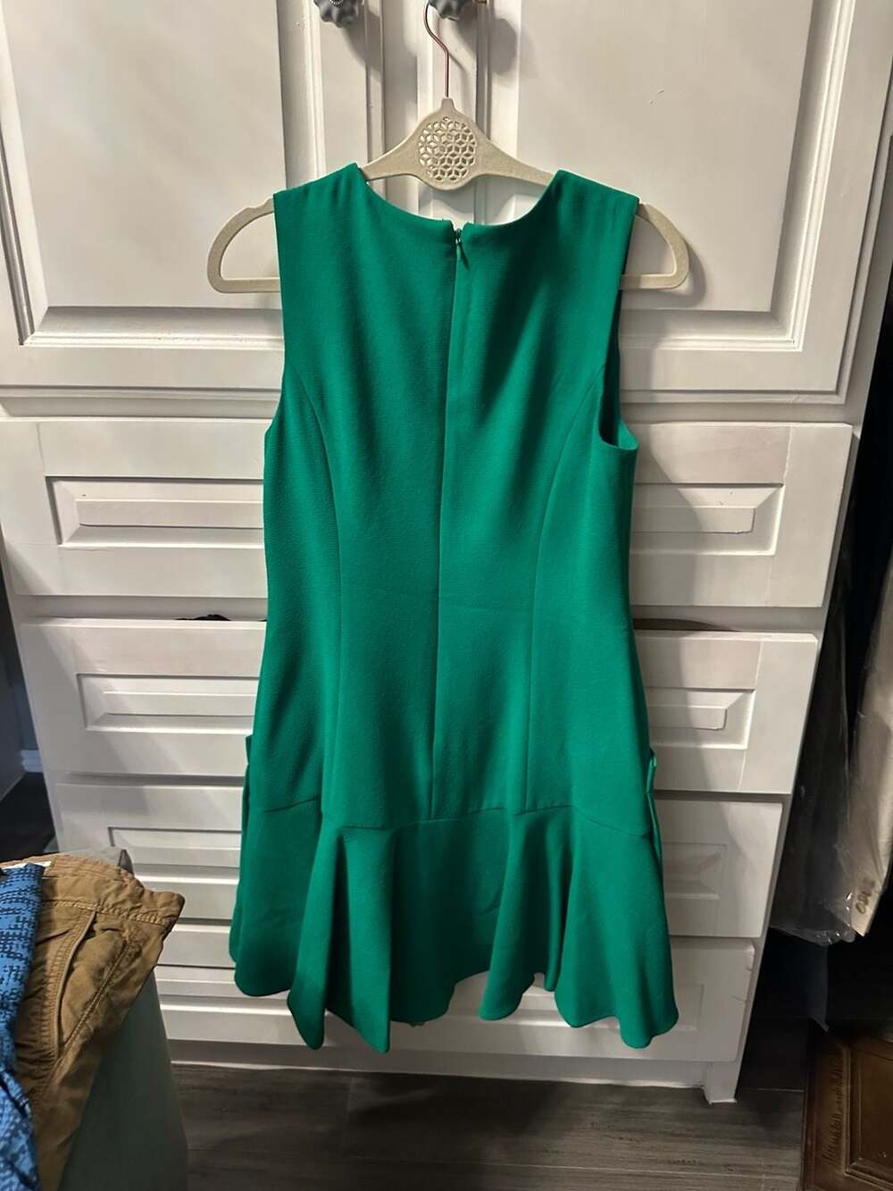 Eliza J Emerald Green Sleeveless Crepe Drop Waist Pleated Mini Dress Size 8 NEW - Picture 5 of 5